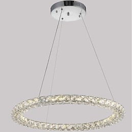 Lampadario a sospensione moderno in cristallo ad anello, dimmerabile con telecomando, LED integrato 30 W