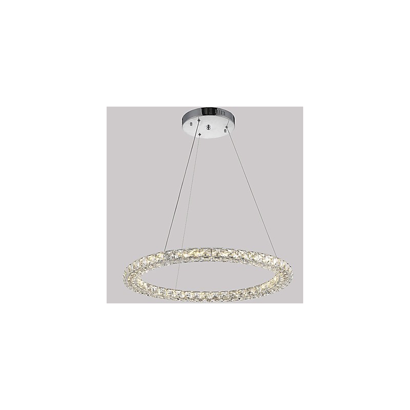Lampadario a sospensione moderno in cristallo ad anello, dimmerabile con telecomando, LED integrato 30 W