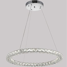 Lampadario a sospensione moderno in cristallo ad anello, dimmerabile con telecomando, LED integrato 30 W