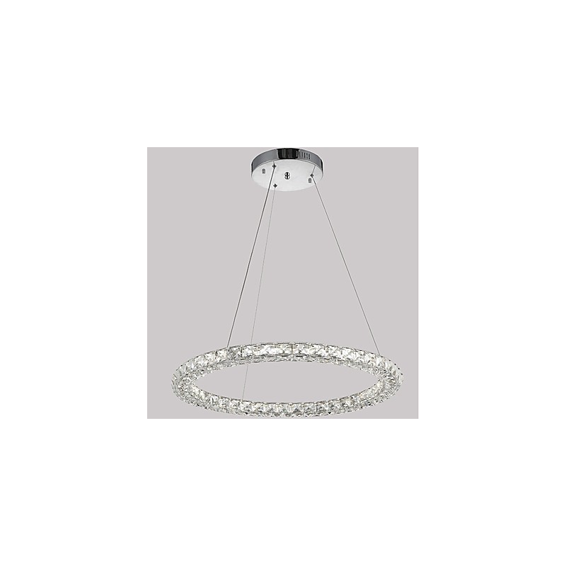 Lampadario a sospensione moderno in cristallo ad anello, dimmerabile con telecomando, LED integrato 30 W