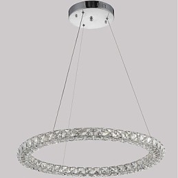 Lampadario a sospensione moderno in cristallo ad anello, dimmerabile con telecomando, LED integrato 30 W