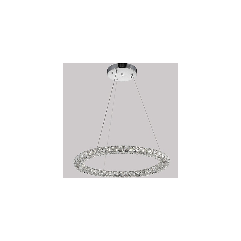 Lampadario a sospensione moderno in cristallo ad anello, dimmerabile con telecomando, LED integrato 30 W