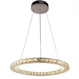 Lampadario a sospensione moderno in cristallo ad anello, dimmerabile con telecomando, LED integrato 30 W