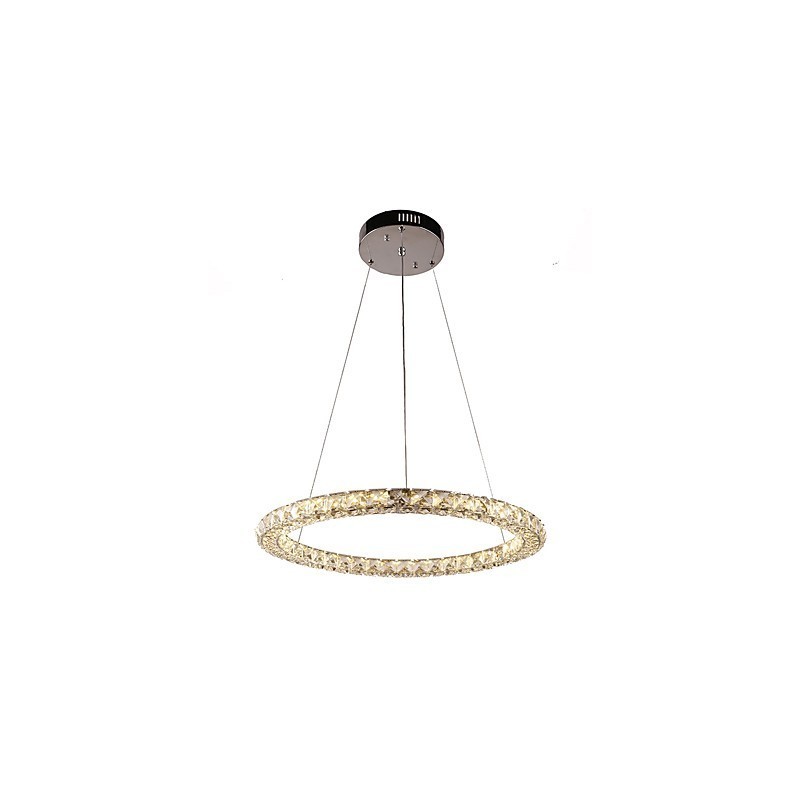 Lampadario a sospensione moderno in cristallo ad anello, dimmerabile con telecomando, LED integrato 30 W