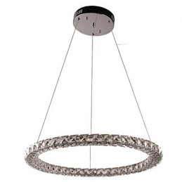 Lampadario a sospensione moderno in cristallo ad anello, dimmerabile con telecomando, LED integrato 30 W