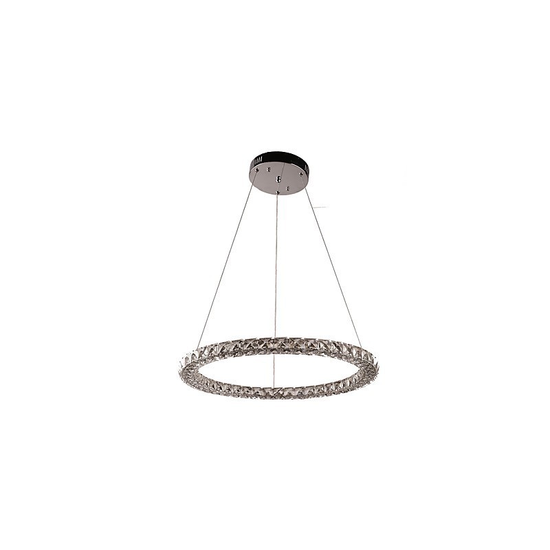 Lampadario a sospensione moderno in cristallo ad anello, dimmerabile con telecomando, LED integrato 30 W
