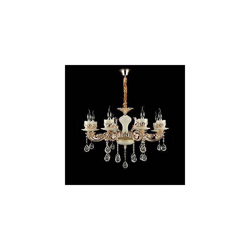 Lampadario classico tradizionale in lega di zinco con 8 lampadine stile mini cristallo