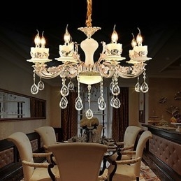 Lampadario classico tradizionale in lega di zinco con 8 lampadine stile mini cristallo