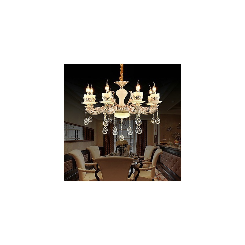 Lampadario classico tradizionale in lega di zinco con 8 lampadine stile mini cristallo