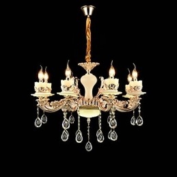 Lampadario classico tradizionale in lega di zinco con 8 lampadine stile mini cristallo