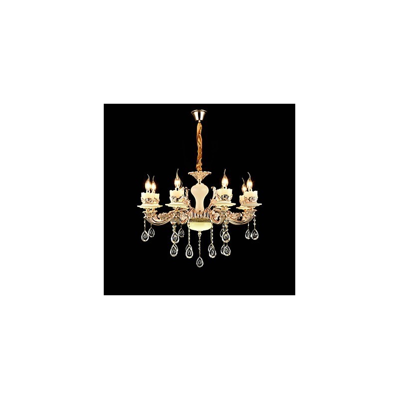Lampadario classico tradizionale in lega di zinco con 8 lampadine stile mini cristallo