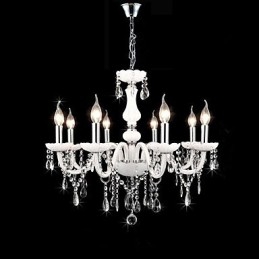 Lampadario in vetro e cristallo stile candela 8 luci E12/E14 regolabile 60 cm