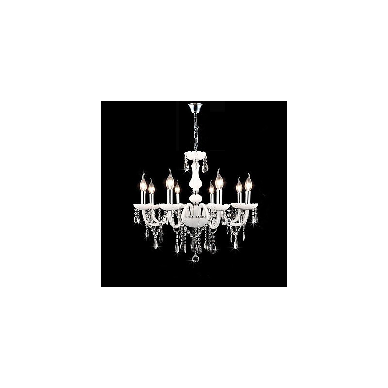 Lampadario in vetro e cristallo stile candela 8 luci E12/E14 regolabile 60 cm