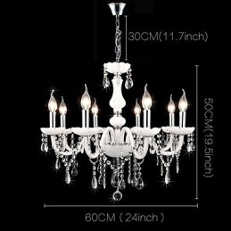 Lampadario in vetro e cristallo stile candela 8 luci E12/E14 regolabile 60 cm