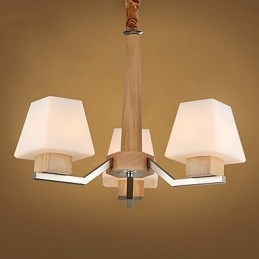 Lampadario moderno contemporaneo in legno e bambù con finitura galvanostegiata