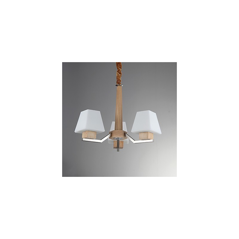 Lampadario moderno contemporaneo in legno e bambù con finitura galvanostegiata