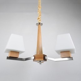 Lampadario moderno contemporaneo in legno e bambù con finitura galvanostegiata