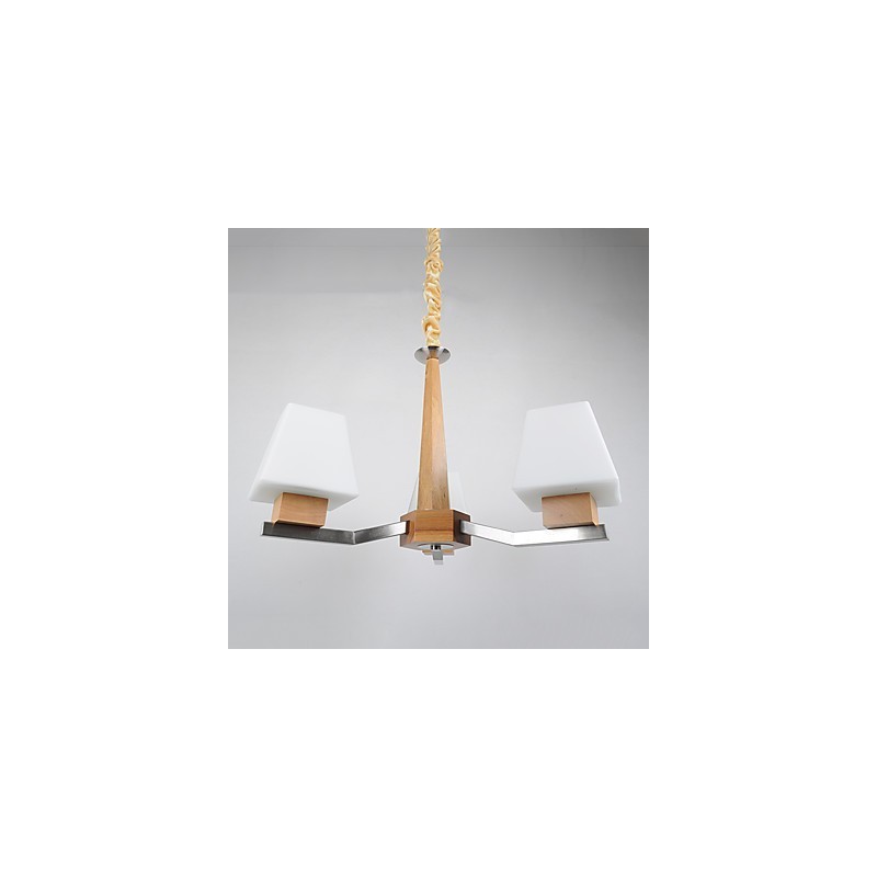 Lampadario moderno contemporaneo in legno e bambù con finitura galvanostegiata