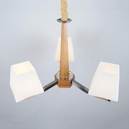 Lampadario moderno contemporaneo in legno e bambù con finitura galvanostegiata