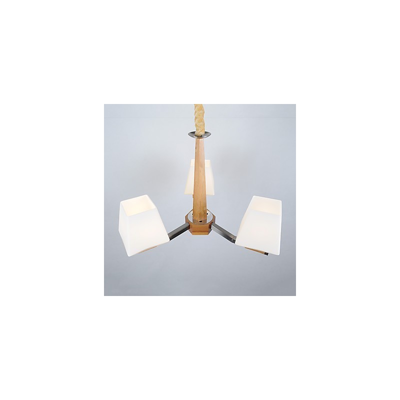 Lampadario moderno contemporaneo in legno e bambù con finitura galvanostegiata