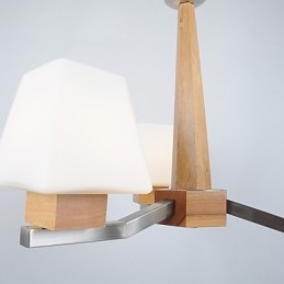Lampadario moderno contemporaneo in legno e bambù con finitura galvanostegiata