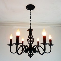 Lampadario artistico chic e moderno in metallo stile candela 6 lampadine
