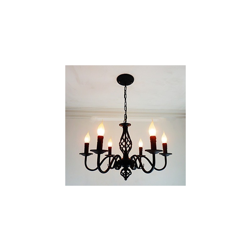 Lampadario artistico chic e moderno in metallo stile candela 6 lampadine