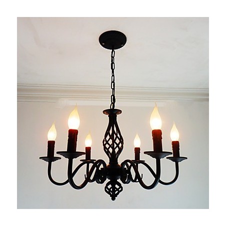 Lampadario artistico chic e moderno in metallo stile candela 6 lampadine