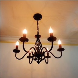 Lampadario artistico chic e moderno in metallo stile candela 6 lampadine