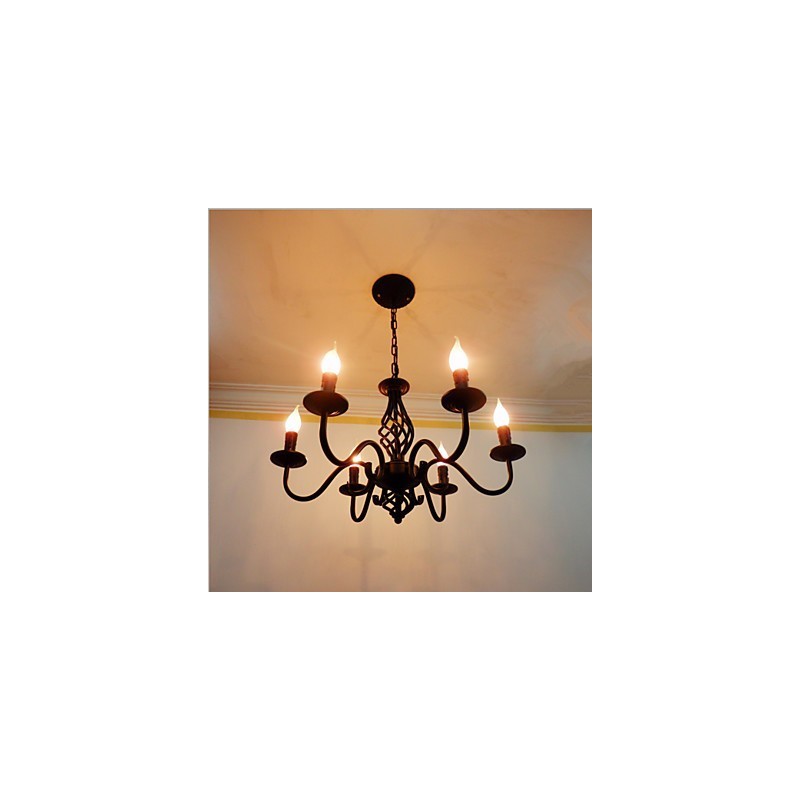 Lampadario artistico chic e moderno in metallo stile candela 6 lampadine