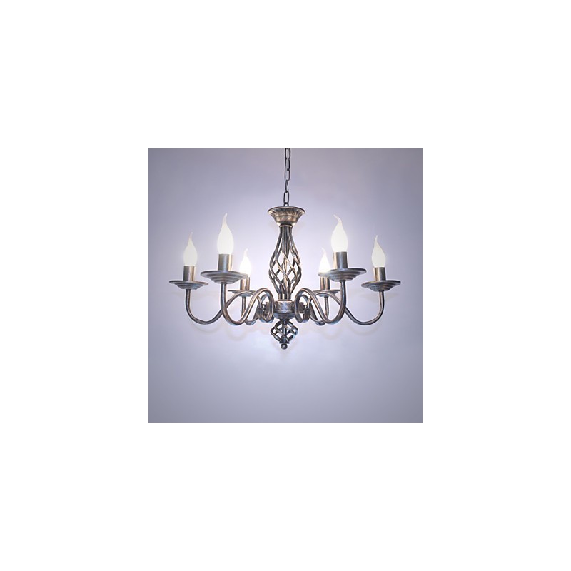 Lampadario artistico chic e moderno in metallo stile candela 6 lampadine