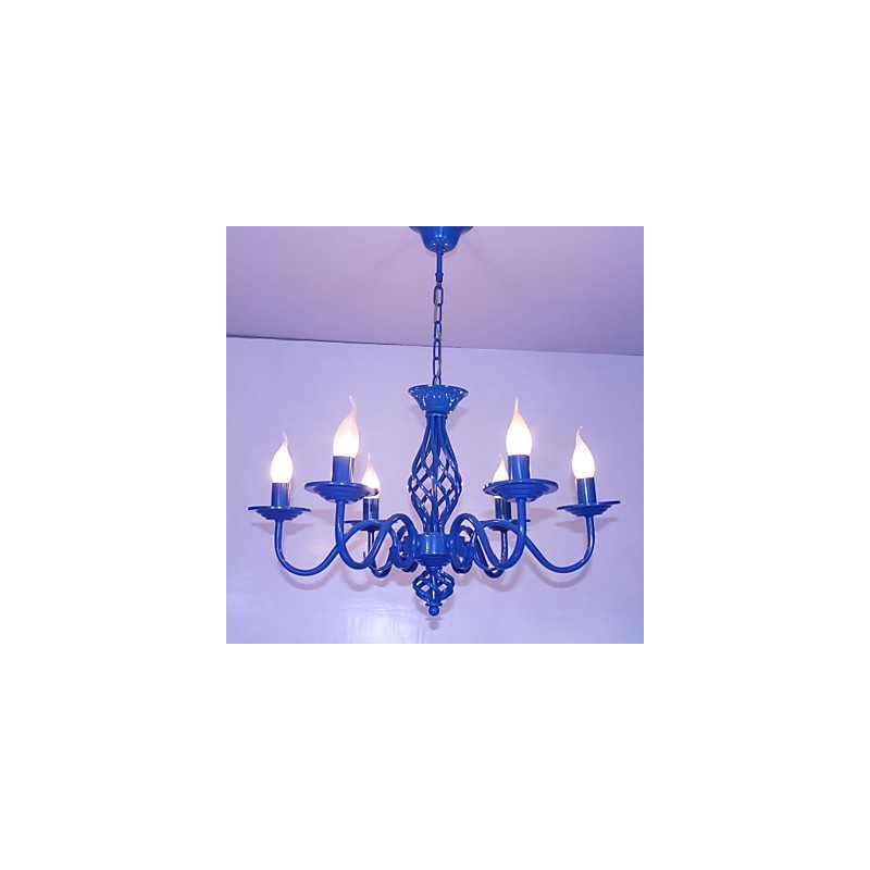 Lampadario artistico chic e moderno in metallo stile candela 6 lampadine