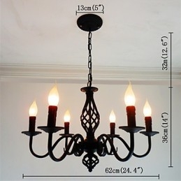 Lampadario artistico chic e moderno in metallo stile candela 6 lampadine