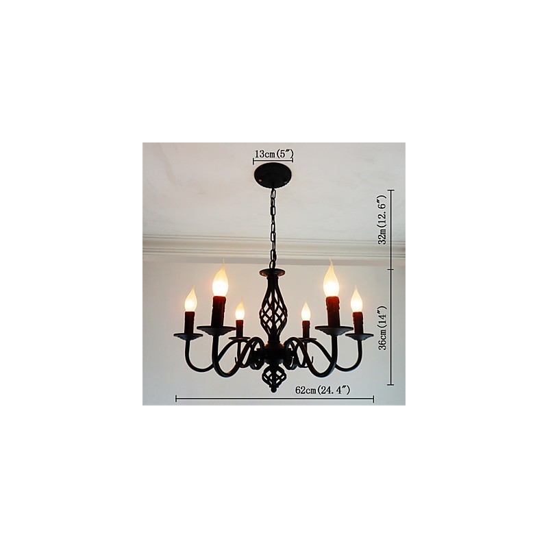 Lampadario artistico chic e moderno in metallo stile candela 6 lampadine