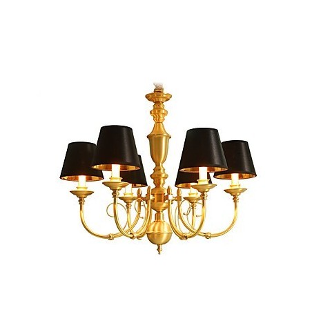 Lampadario classico country in ottone mini, 6 lampadine E12/E14
