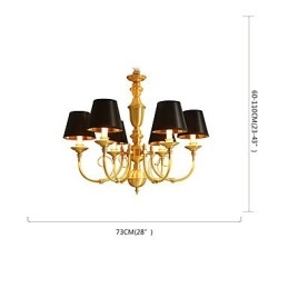 Lampadario classico country in ottone mini, 6 lampadine E12/E14