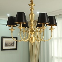 Lampadario classico country in ottone mini, 6 lampadine E12/E14