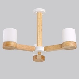 Lampadario a 3 luci in legno e vetro, moderno e classico, 70 cm