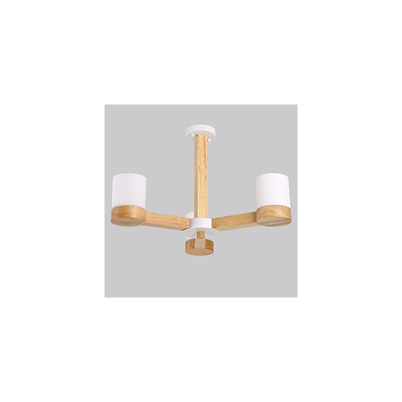 Lampadario a 3 luci in legno e vetro, moderno e classico, 70 cm