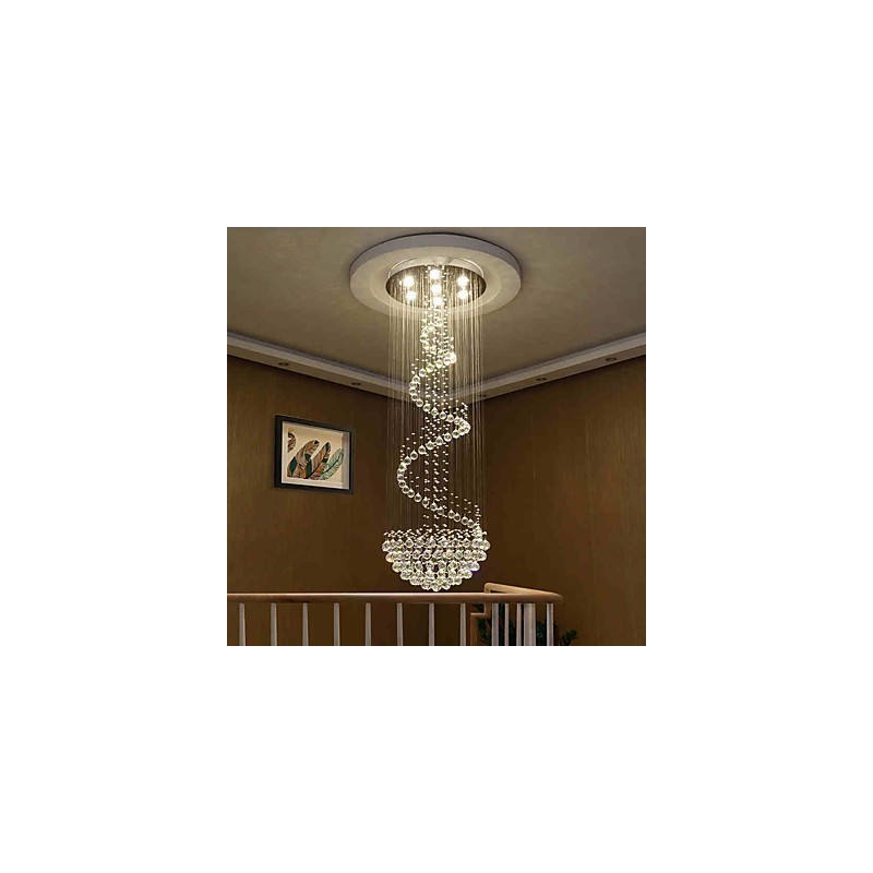 Lampadario moderno in cristallo 7 lampadine GU10 21 W 180 cm