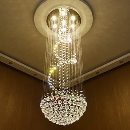 Lampadario moderno in cristallo 7 lampadine GU10 21 W 180 cm
