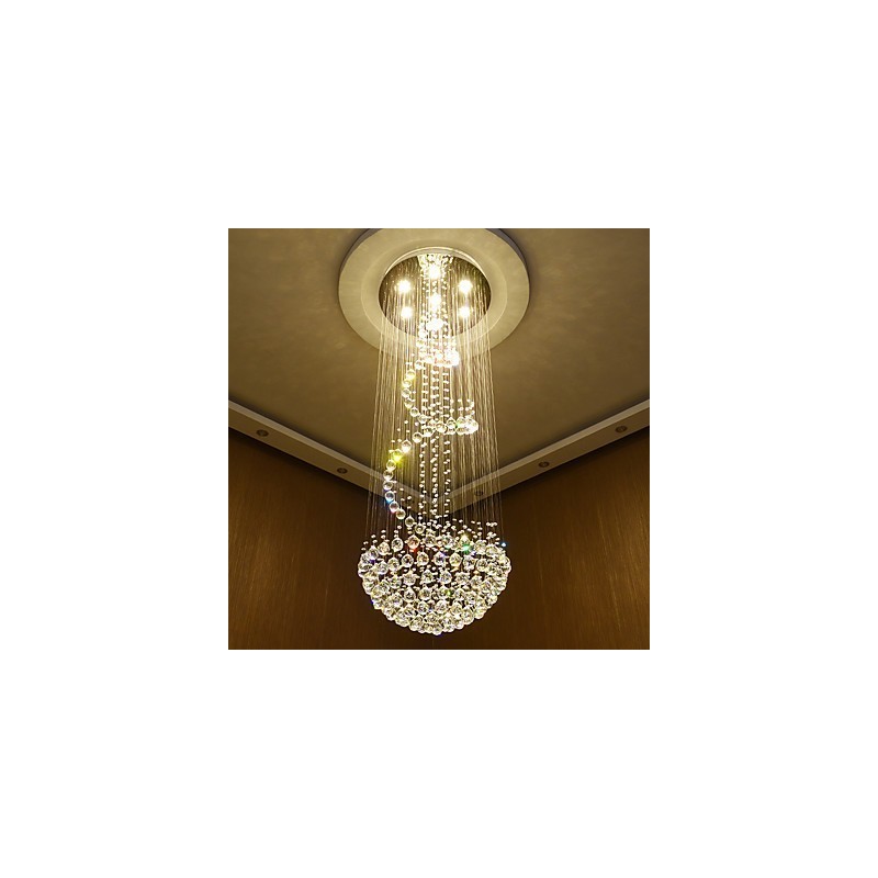 Lampadario moderno in cristallo 7 lampadine GU10 21 W 180 cm