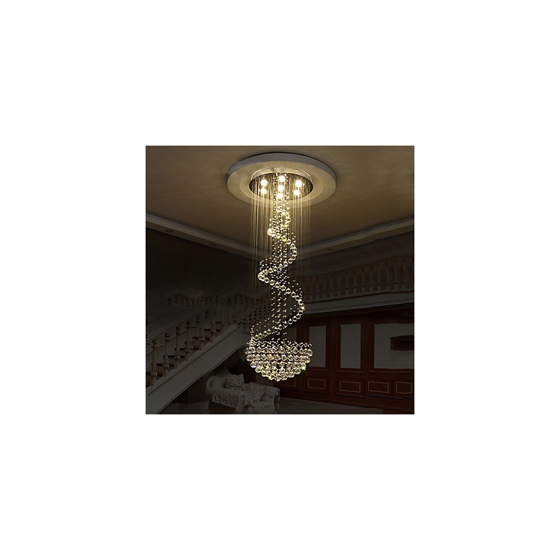 Lampadario moderno in cristallo 7 lampadine GU10 21 W 180 cm