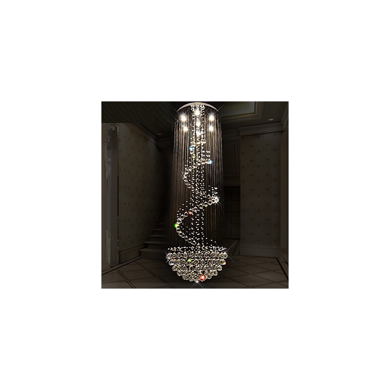 Lampadario moderno in cristallo 7 lampadine GU10 21 W 180 cm
