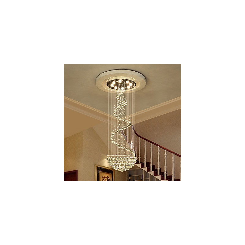 Lampadario moderno in cristallo 7 lampadine GU10 21 W 180 cm