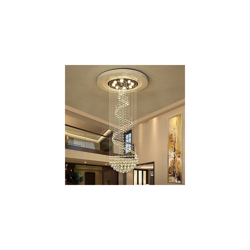 Lampadario moderno in cristallo 7 lampadine GU10 21 W 180 cm