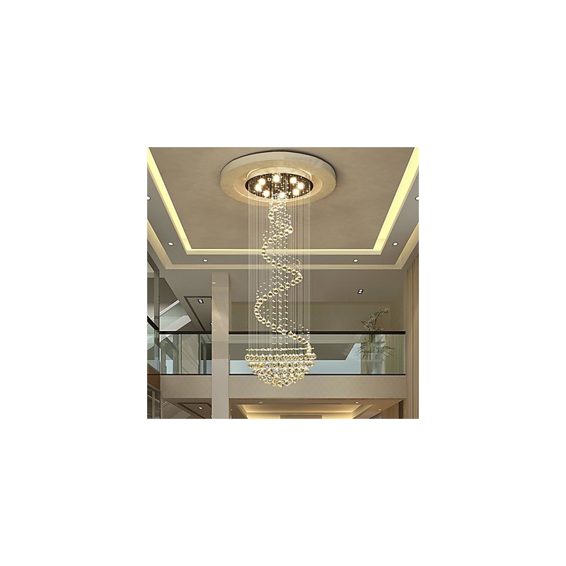 Lampadario moderno in cristallo 7 lampadine GU10 21 W 180 cm