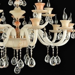 Lampadario da pranzo in metallo con cristallo, stile moderno contemporaneo, elettroplaccato, mini