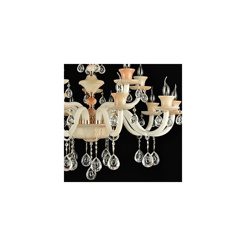 Lampadario da pranzo in metallo con cristallo, stile moderno contemporaneo, elettroplaccato, mini