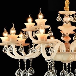 Lampadario da pranzo in metallo con cristallo, stile moderno contemporaneo, elettroplaccato, mini